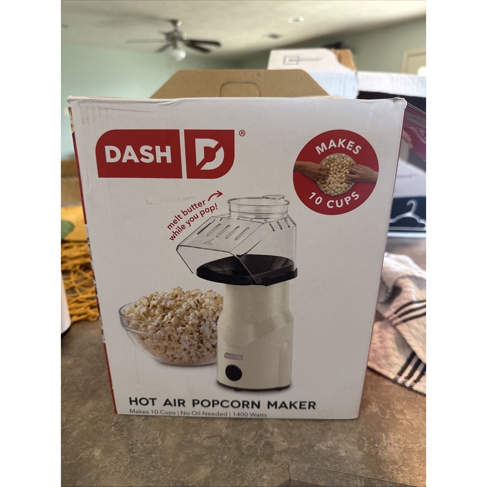 Dash Hot Air Popcorn Popper 10 Cup Cream Butter Melting Tray Compact